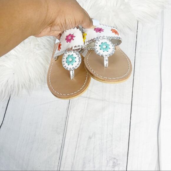 🆕 Jack Rogers Women's Jack Leather Flat‎ Sandals in White Multi 7 NEW - Picture 5 of 6